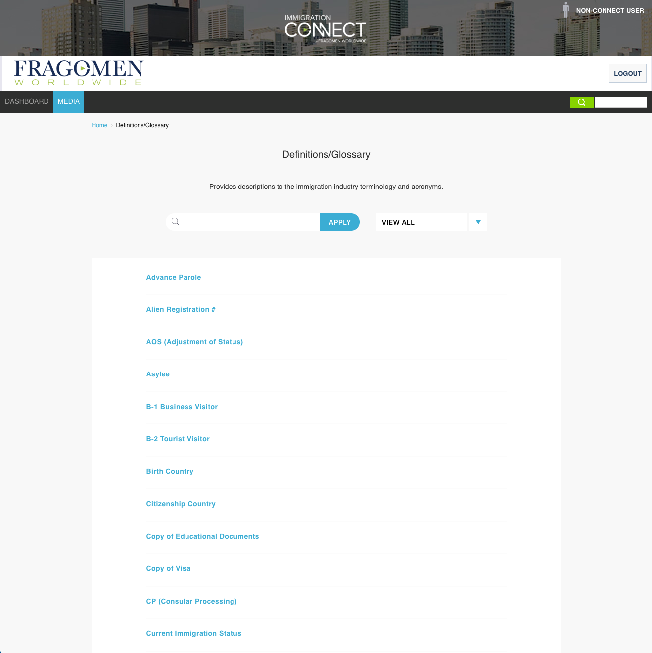 Fragomen Connect Portal Dashboard